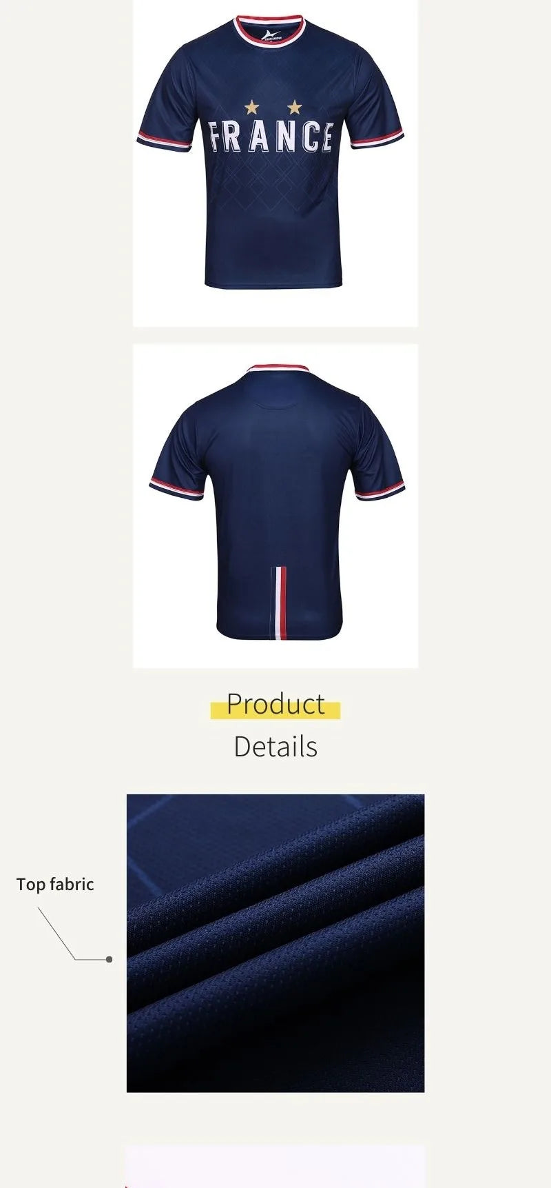 high quality new design European team France soccer jersey custom quick drying football uniform