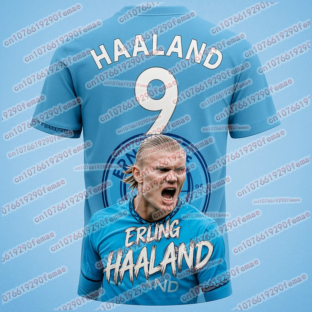 Manchester City Erling Haaland #9 Fan Commemorative Quick Dry T Shirt Outdoor Soccer Training Jersey Limited Fashion Collection