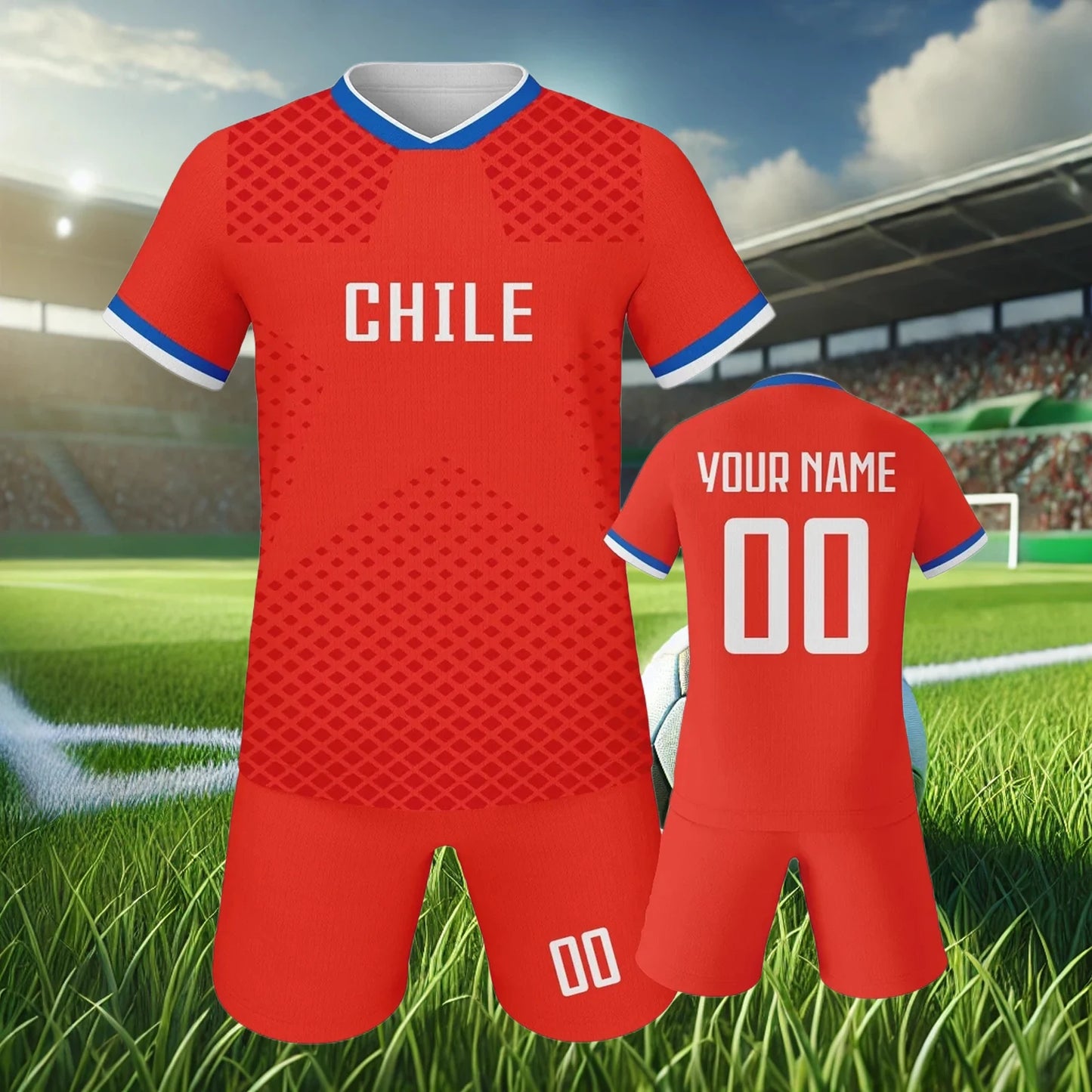 Custom Chile Kids Soccer Jersey Kit for Boys and Girls Personalized with Name Number Sublimation Football Training Uniform