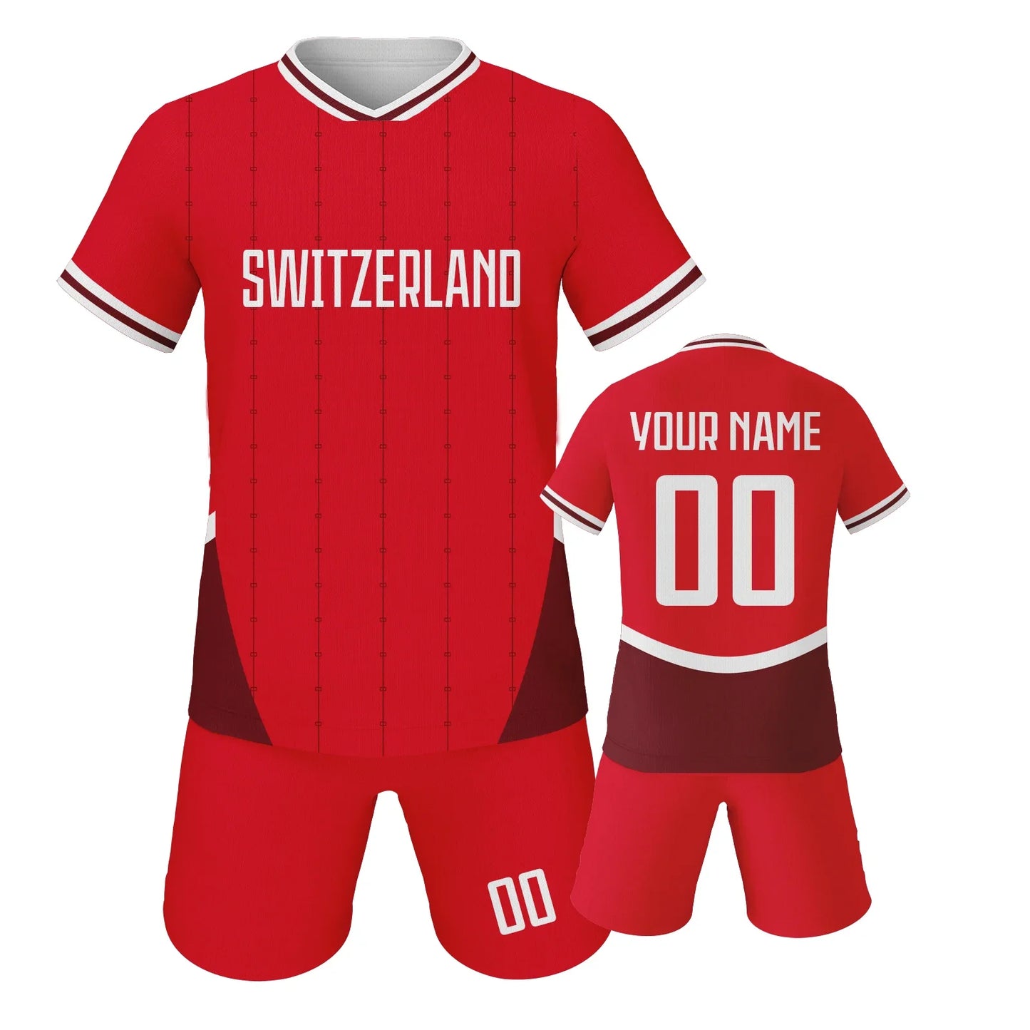 Swiss Football Uniform Customization Personalized Name Number Football Uniform Football Sports Jersey Set
