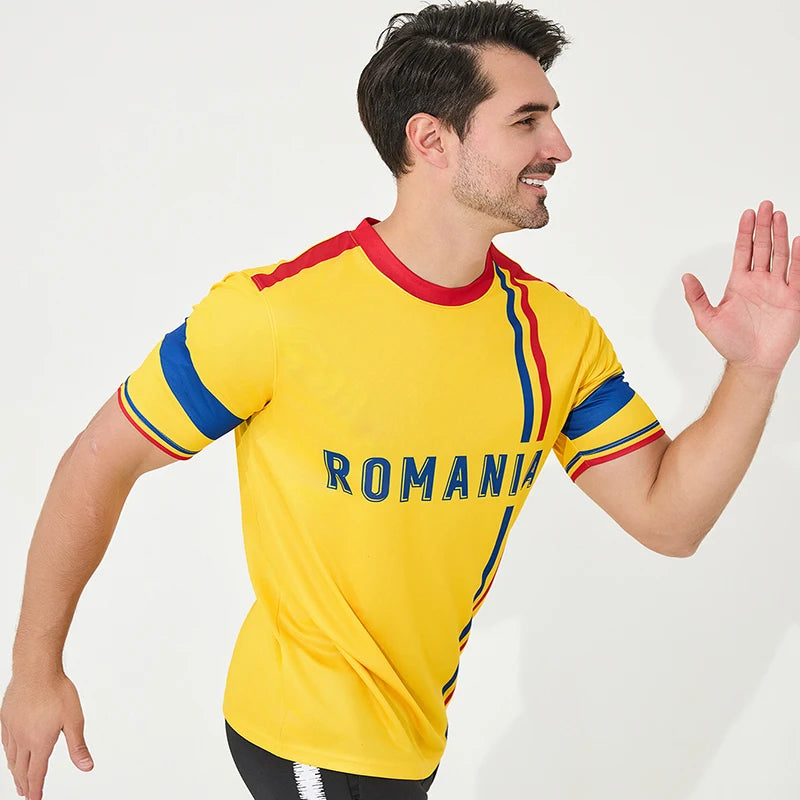 Euro Romania soccer Jersey high quality 100% polyester short-sleeved soccer shirt breathable and quick drying football uniform