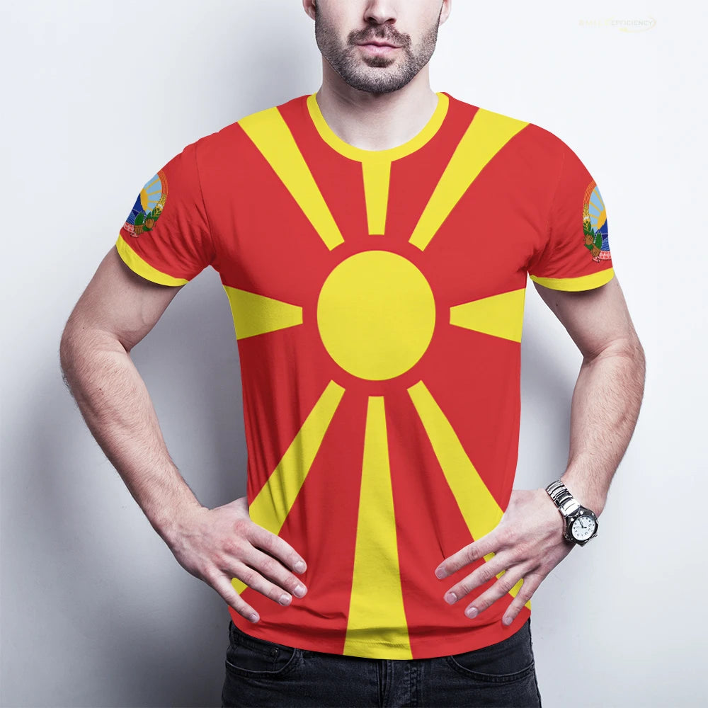 Macedonia Flag T-shirt Sports Soccer Jerseys Macedonian Badge 3D Printed Tees Gift for Football Fans Mens Designer Clothes
