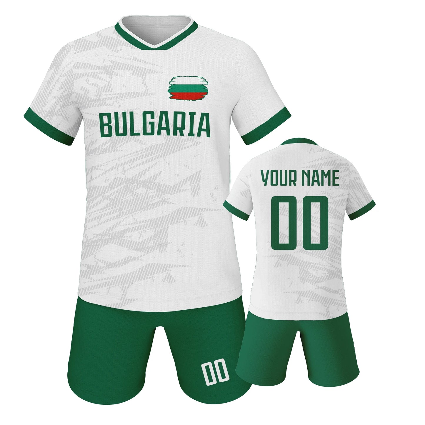 Custom Bulgaria Kids Soccer Jersey and Shorts Set Personalized Name Number Youth Football Kit for Boys Girls Team Uniform