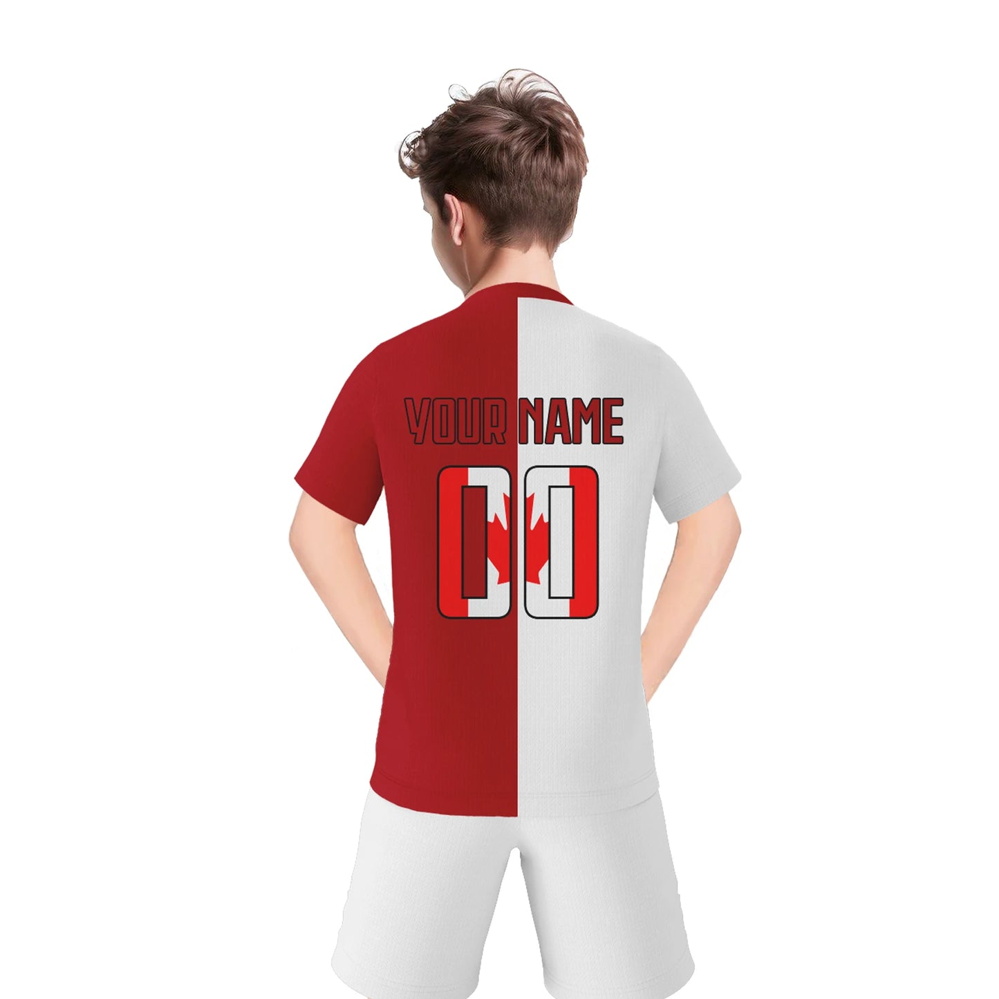 Personalized Canada Soccer Uniform for Kids Custom Youth Jersey and Shorts Kit 2025 New 3D Printed Soccer Set