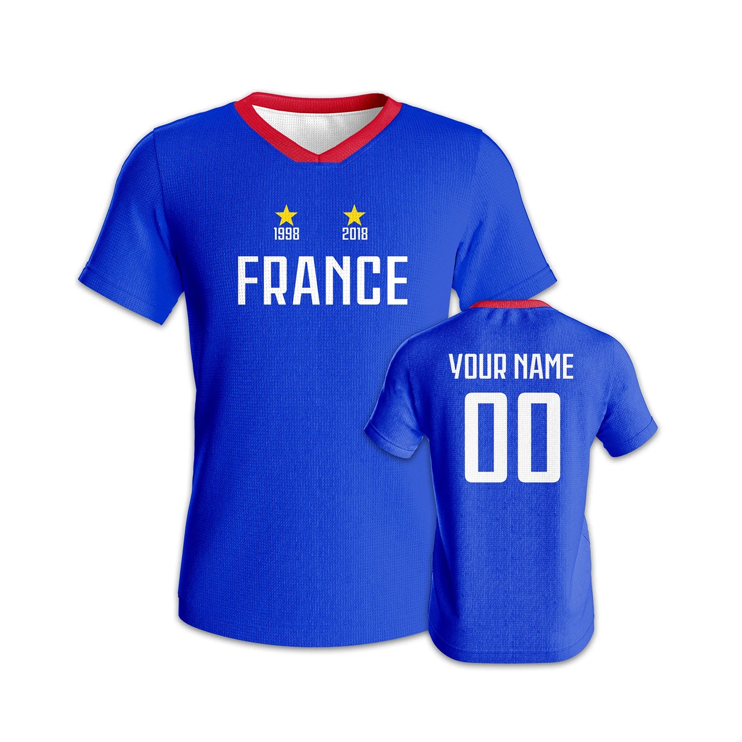 Custom France Soccer Jersey Quick-Dry Football Kit Personalized Name Number Sports Uniform for Kids Adults Fans Training