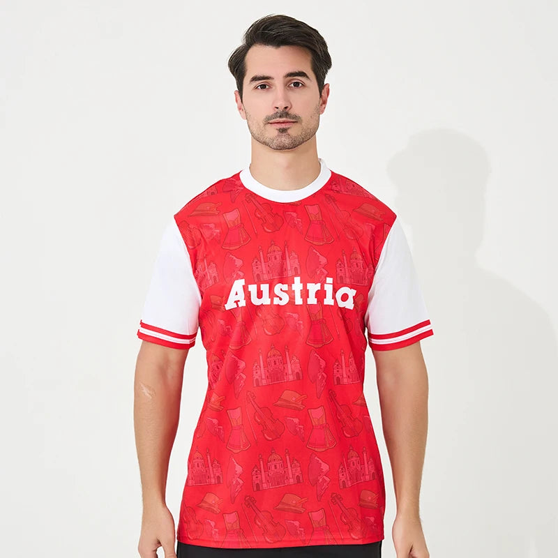 The latest fashion design for European team 2024 Austria soccer jersey and quick-drying football wear